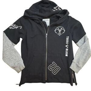 True Religion Full Zip Hoodie sz 7 Layered Look Hoodie